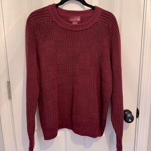 Arbor Way Vintage Burgundy Cotton Ramie Chunky Sweater L
